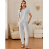 Ekouaer Pajamas for Women Set 2 Pack Lounge Set(Light Gray Stripe+red Stripe)