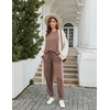 Ekouaer Pajamas for Women Set 2 Pack Lounge Set(Light Khaki+brown)
