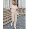 Ekouaer Pajamas for Women Set 2 Pack Lounge Set(Light Khaki+brown)