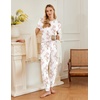 Ekouaer Pajamas for Women Set 2 Pack Lounge Set(Navy Blue Flower+white Flower)