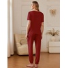 Ekouaer Pajamas for Women Set 2 Pack Lounge Set(Wine Red+grey Coffee)