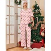 Ekouaer Womens Pajama Sets Cotton Short Sleeve Long Pants Lounge Set(Christmas Pink)