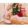 Ekouaer Womens Pajama Sets Cotton Short Sleeve Long Pants Lounge Set(Christmas Pink)