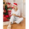 Ekouaer Womens Pajama Sets Cotton Short Sleeve Long Pants Lounge Set(Christmas White)