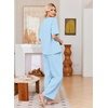 Ekouaer Womens Pajama Sets Cotton Short Sleeve Long Pants Lounge Set(Light Blue Striped)