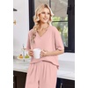 Ekouaer Womens Pajama Sets Cotton Short Sleeve Long Pants Lounge Set(Pink)