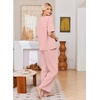 Ekouaer Womens Pajama Sets Cotton Short Sleeve Long Pants Lounge Set(Pink)