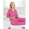 Ekouaer Womens Pajama Sets Cotton Short Sleeve Long Pants Lounge Set(Rose Heart)