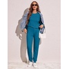 Ekouaer Women’s Pajama Sets Long Sleeve Jogger Pj Sets with Pockets XS-XXL(Aquamarine Blue)