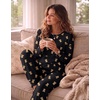 Ekouaer Women’s Pajama Sets Long Sleeve Jogger Pj Sets with Pockets XS-XXL(Black Bear)