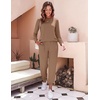 Ekouaer Women’s Pajama Sets Long Sleeve Jogger Pj Sets with Pockets XS-XXL(Brown)