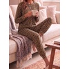 Ekouaer Women’s Pajama Sets Long Sleeve Jogger Pj Sets with Pockets XS-XXL(Brown Leopard)