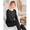 Ekouaer Women’s Pajama Sets Long Sleeve Jogger Pj Sets with Pockets XS-XXL(Dark Black)