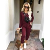 Ekouaer Women’s Pajama Sets Long Sleeve Jogger Pj Sets with Pockets XS-XXL(Dark Red)