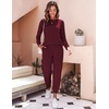 Ekouaer Women’s Pajama Sets Long Sleeve Jogger Pj Sets with Pockets XS-XXL(Dark Red)
