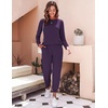 Ekouaer Women’s Pajama Sets Long Sleeve Jogger Pj Sets with Pockets XS-XXL(Deep Purple)