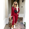 Ekouaer Women’s Pajama Sets Long Sleeve Jogger Pj Sets with Pockets XS-XXL(Deep Wine)