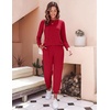 Ekouaer Women’s Pajama Sets Long Sleeve Jogger Pj Sets with Pockets XS-XXL(Deep Wine)