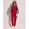 Ekouaer Women’s Pajama Sets Long Sleeve Jogger Pj Sets with Pockets XS-XXL(Deep Wine)