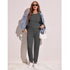 Ekouaer Women’s Pajama Sets Long Sleeve Jogger Pj Sets with Pockets XS-XXL(Grey)