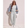 Ekouaer Women’s Pajama Sets Long Sleeve Jogger Pj Sets with Pockets XS-XXL(Light Grey)