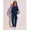 Ekouaer Women’s Pajama Sets Long Sleeve Jogger Pj Sets with Pockets XS-XXL(Navy Blue)