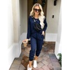Ekouaer Women’s Pajama Sets Long Sleeve Jogger Pj Sets with Pockets XS-XXL(Navy Blue)