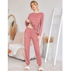 Ekouaer Women’s Pajama Sets Long Sleeve Jogger Pj Sets with Pockets XS-XXL(Pink)