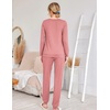 Ekouaer Women’s Pajama Sets Long Sleeve Jogger Pj Sets with Pockets XS-XXL(Pink)