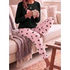 Ekouaer Women’s Pajama Sets Long Sleeve Jogger Pj Sets with Pockets XS-XXL(Pink Bow)