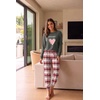 Ekouaer Women’s Pajama Sets Long Sleeve Jogger Pj Sets with Pockets XS-XXL(Pink Gray Plaid)
