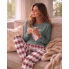 Ekouaer Women’s Pajama Sets Long Sleeve Jogger Pj Sets with Pockets XS-XXL(Pink Gray Plaid)