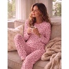 Ekouaer Women’s Pajama Sets Long Sleeve Jogger Pj Sets with Pockets XS-XXL(Pink Leopard)