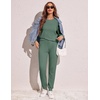 Ekouaer Women’s Pajama Sets Long Sleeve Jogger Pj Sets with Pockets XS-XXL(Pure Green)