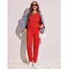 Ekouaer Women’s Pajama Sets Long Sleeve Jogger Pj Sets with Pockets XS-XXL(Red)