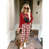 Ekouaer Women’s Pajama Sets Long Sleeve Jogger Pj Sets with Pockets XS-XXL(Red Buffalo Plaid Heart)