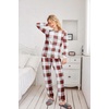 Ekouaer Women’s Pajama Sets Long Sleeve Jogger Pj Sets with Pockets XS-XXL(White Red Green Plaid)