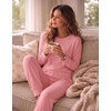 Ekouaer Women’s Pajama Sets Long Sleeve Jogger Pj Sets with Pockets XS-XXL(Z-pink)