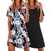 Ekouaer 2 Pack Nightgowns for Women Sleepshirt Short Sleeve Night Shirts(Black+leaf)
