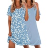 Ekouaer 2 Pack Nightgowns for Women Sleepshirt Short Sleeve Night Shirts(Dusty Blue+ligt Blue)