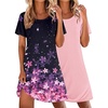 Ekouaer 2 Pack Nightgowns for Women Sleepshirt Short Sleeve Night Shirts(Floral+pink)