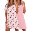 Ekouaer 2 Pack Nightgowns for Women Sleepshirt Short Sleeve Night Shirts(Sheep+pink)