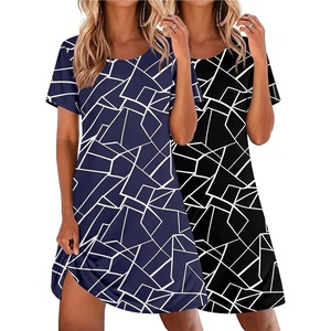 Ekouaer 2 Pack Nightgowns for Women Sleepshirt Short Sleeve Night Shirts(Navy White Stripe+black White Stripe)