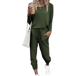 Ekouaer Women’s Pajama Sets Long Sleeve Jogger Pj Sets with Pockets XS-XXL(Army Green)
