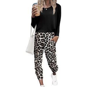 Ekouaer Women’s Pajama Sets Long Sleeve Jogger Pj Sets with Pockets XS-XXL(Leopard)