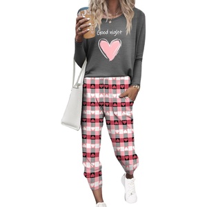 Ekouaer Women’s Pajama Sets Long Sleeve Jogger Pj Sets with Pockets XS-XXL(Pink Gray Plaid)