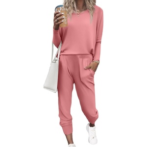 Ekouaer Women’s Pajama Sets Long Sleeve Jogger Pj Sets with Pockets XS-XXL(Z-pink)
