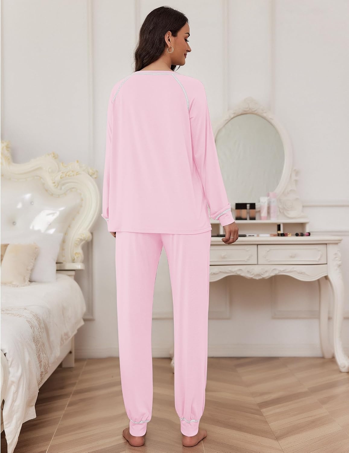image:imageEkouaer Pajamas Set for Women Soft Comfy Pjs Jogger Lounge SetsPink