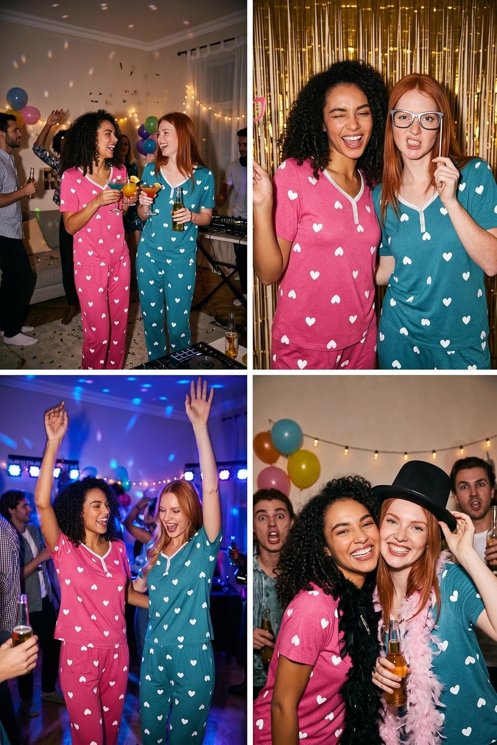 image:imageEkouaer Pajamas for Women Set 2 Piece Short Sleeve Fall Pjs with PocketsGreen Heart
