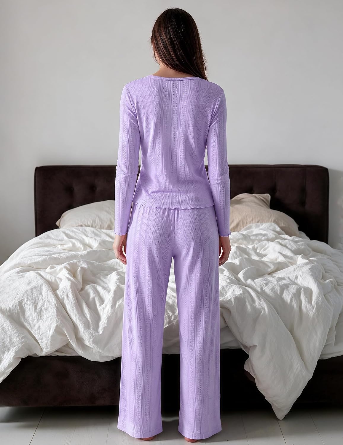 image:imageEkouaer Womens Long Sleeve Pajama Set Cozy 2 Piece PJS Matching SleepwearLilac